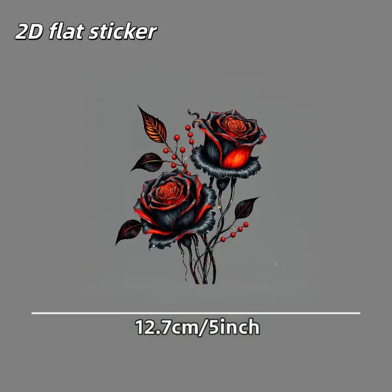 

Waterproof Vinyl Sticker for Car Window Body Skateboard Decor Flat Dark Style Floral Art