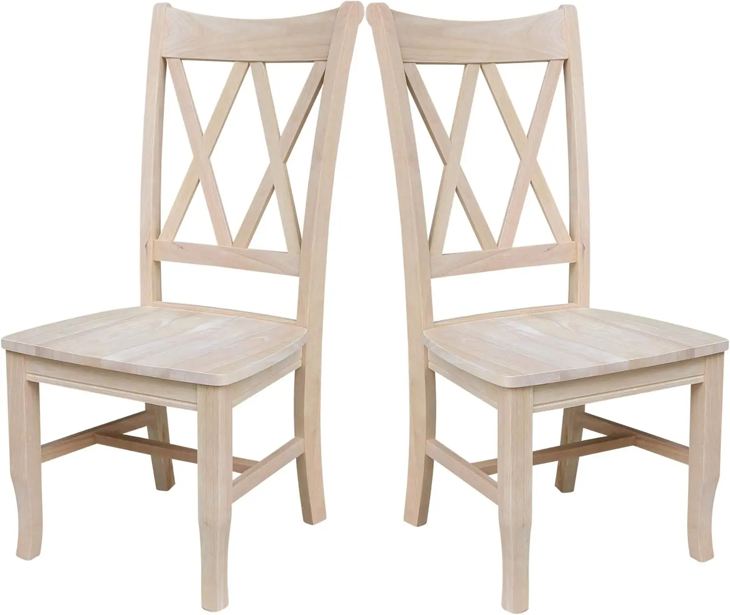 Unfinished Real Wood Double X - Back Dining Chairs for Kitchen, DIY Paint/Stain, 225 Lbs Wt. Capacity