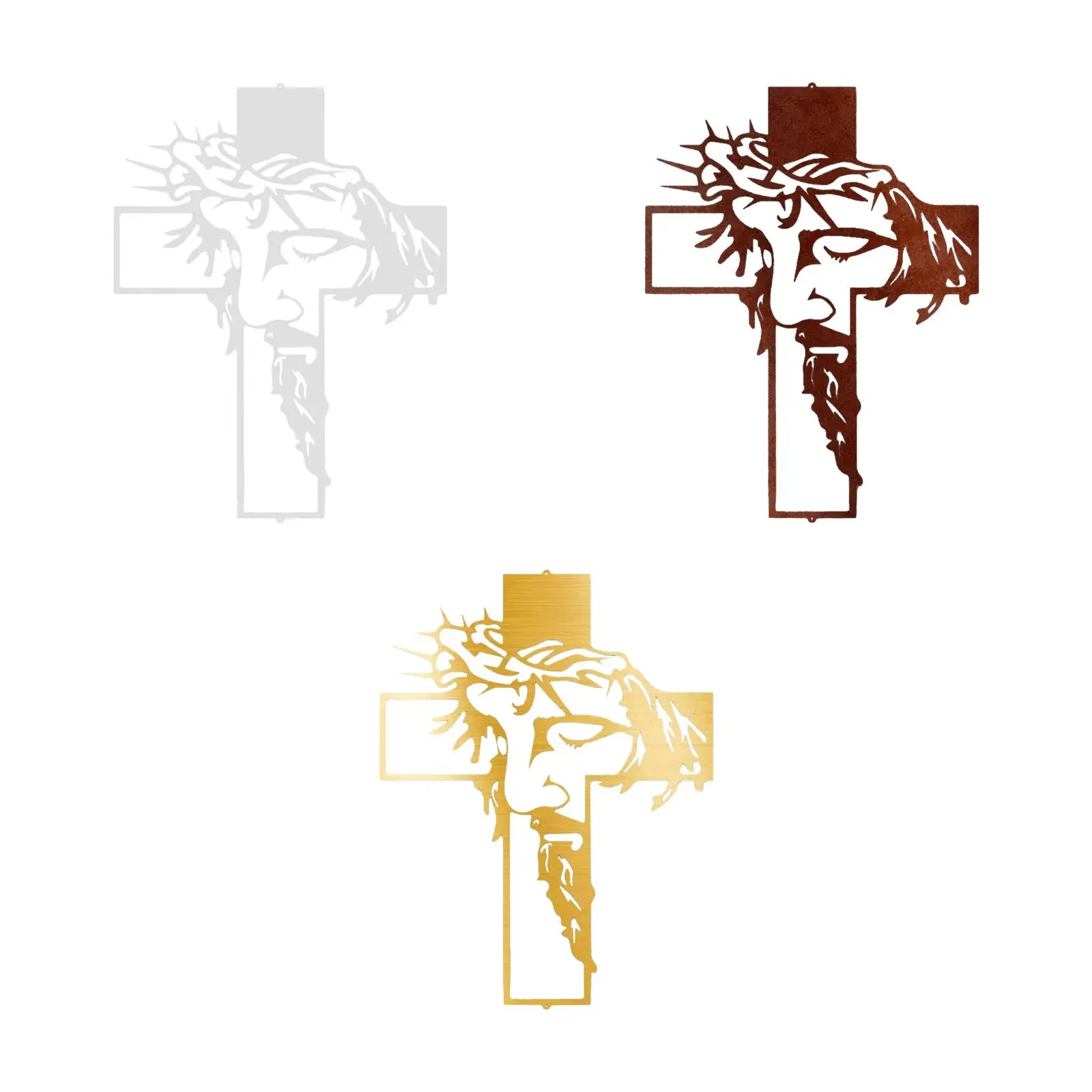 Wall Sculpture Risen Statue Ornament Miniature Craft Wall Cross for Cabinet Home Bedroom Chapel
