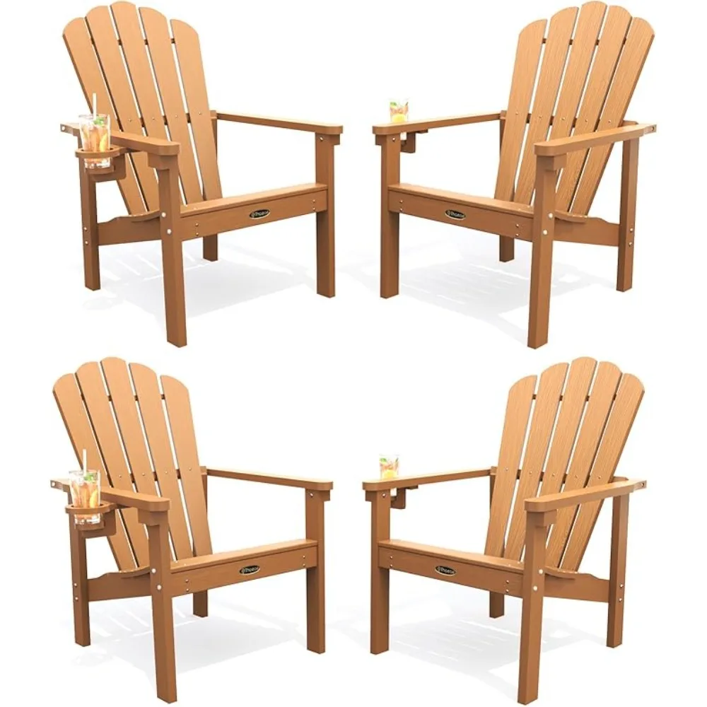 Stackable Adirondack Chair Set of 4, HDPE All-Weather Adirondack Chairs - Durable and Space Saving, Plastic Outdoor, Customized