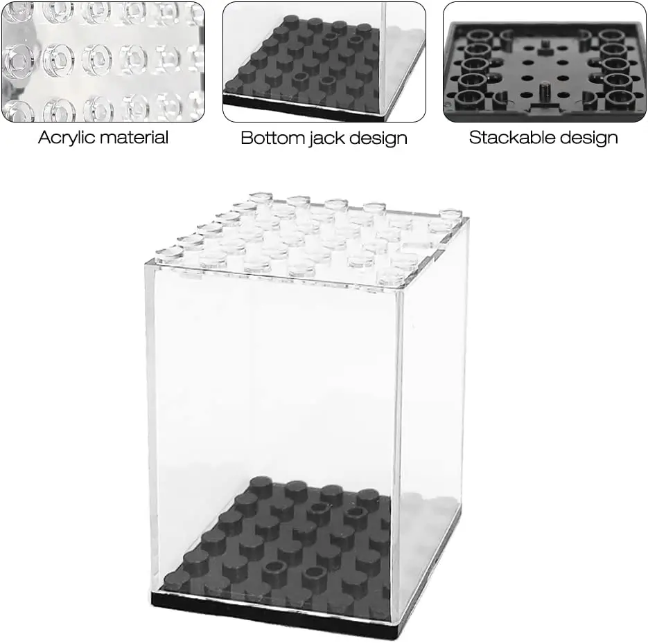 Acrylic Minifigure Display Case,Dustproof Stackable Building Block Display Box for Figurines Doll Collectibles Storage organizer