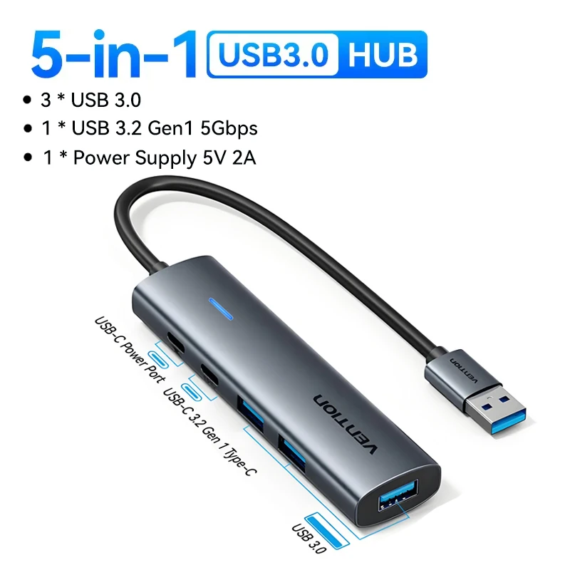 Ventie USB C HUB Hoge snelheid 4-poorten Type C naar USB A 3.0 HUB Splitter Adapter voor MacBook Pro iPad iPhone Samsung Lenovo Laptop