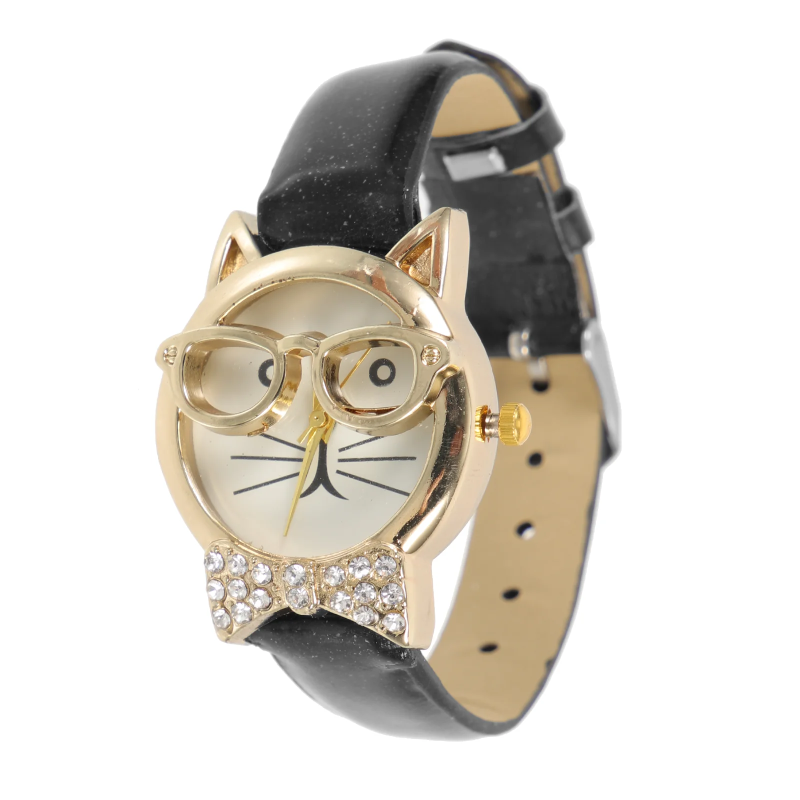 Gafas de pulsera Reloj de gato Regalo para niños Reloj de pulsera Decoración Material de hebilla de espejo ordinario