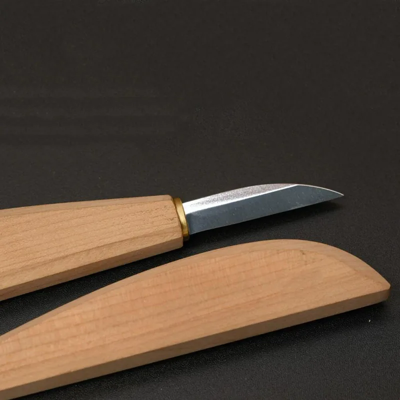 Fine Detail Wood Carving Knife Straight Edge Tool for Basswood DC53 Steel Cherry Wood Handle Carving Tool