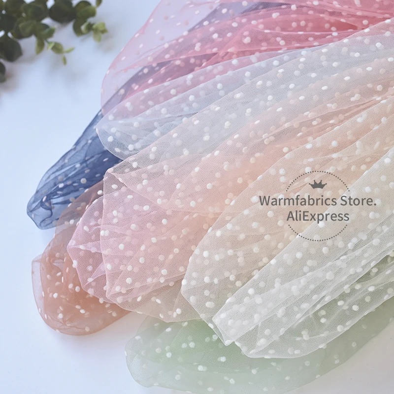 Wholesale Bridal Tulle Fabric Jacquard Polka Dot Tulle Fabric Soft Tulle Net Tutu Dress Fabric