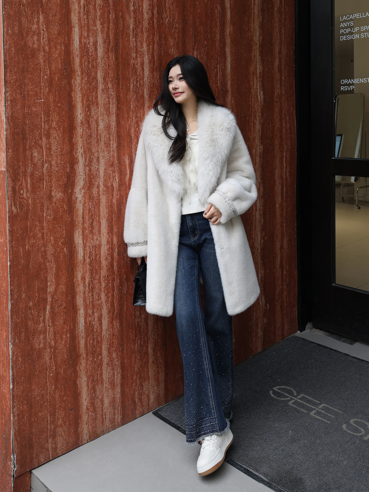 

Теплая женская зимняя куртка из искусственного меха норки средней длины ME Home Yang, из полиэфирного волокна, с длинными рукавами, свободного кроя