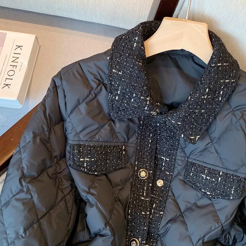 Chaqueta Acolchada Nea de Aodón para Mujer, ra, con Diseño de Diamantes, Estilo Casual, Hoada, de Manga Larga, para...