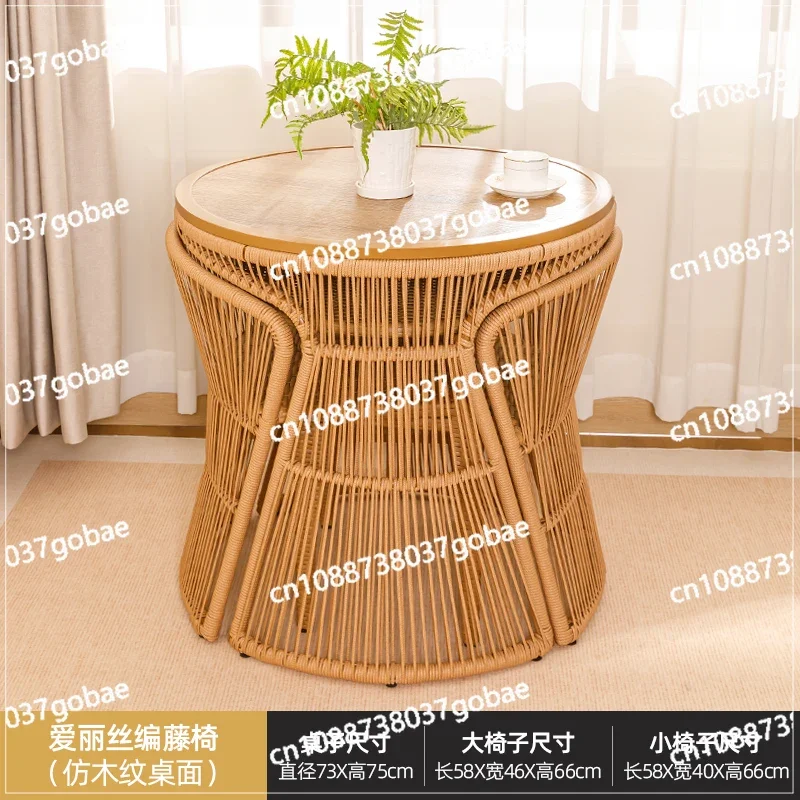 CX Balcony Small Table and Chair Three-Piece Small Apartment Leisure Rattan Chair Home