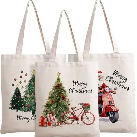Cloth Christmas Gift Canvas Bag Snowman Three Dwarfs Bag Christmas Eve Tote Bag Candy Handbag Navidad Joy 2025 Party Supplies LI