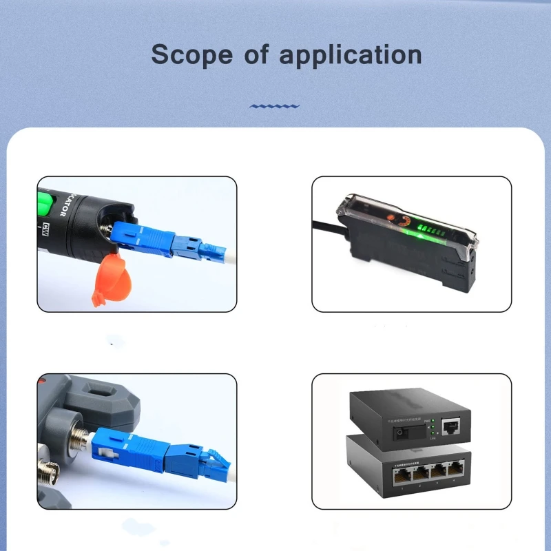 Fiber Optic Adapter SC Male To LC Female Single Mode Fiber Optic Hybrid Optical Adapter Converter Replacement for Sensor