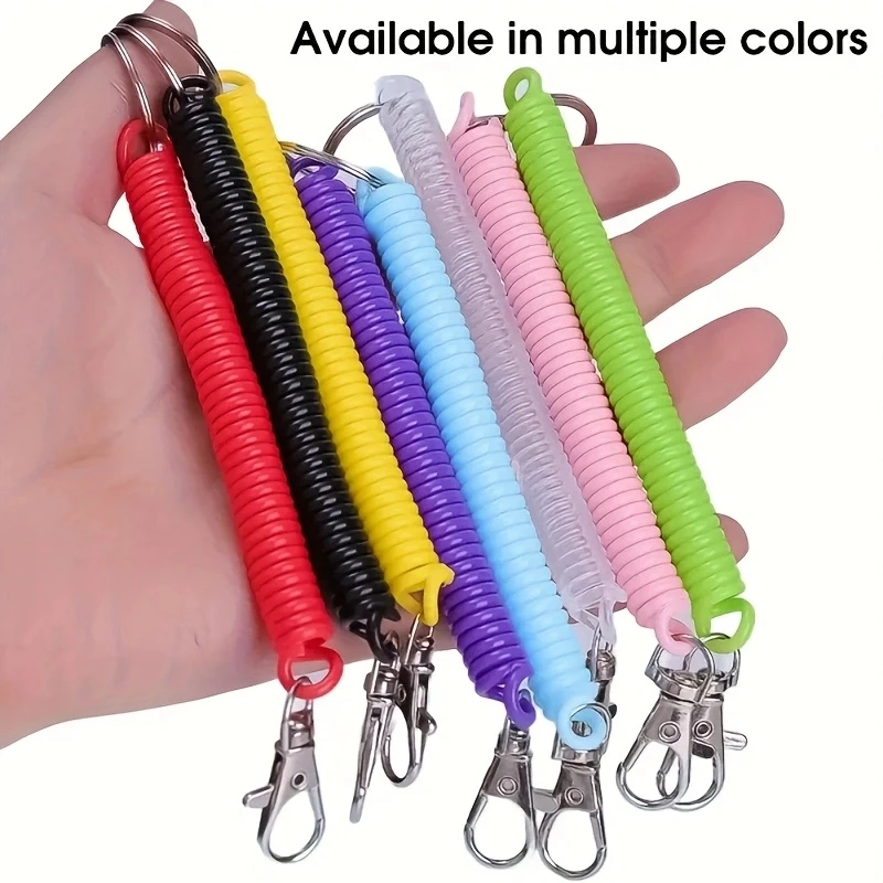 2/6PCS Colorful Spring Rope Bag Keychain Hanger With Telescopic Elastic Rope Phone Case Accessories Spring Rope