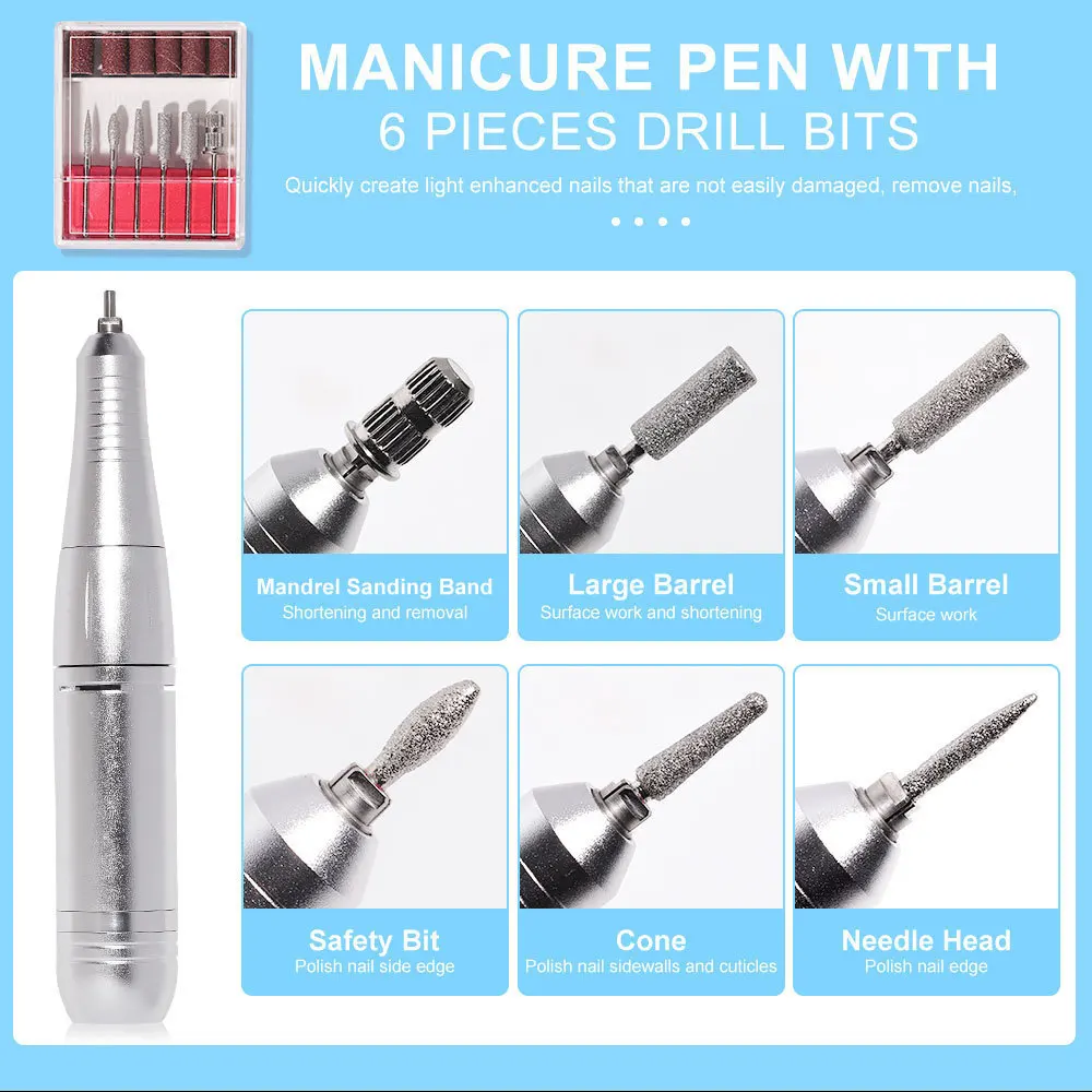 Trapano per unghie da 45000 giri/min, lima per unghie elettrica ricaricabile senza fili per la rimozione delle unghie in gel acrilico, pedicure manicure domestica