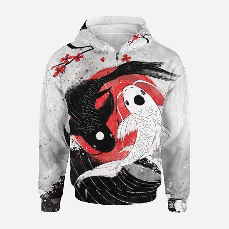 3D Printed Yin Yang Eight Trigrams Streetwear Zip up Hoodies Men Women Children Casual Zipper Sweatshirt Kids Fashion Clothing