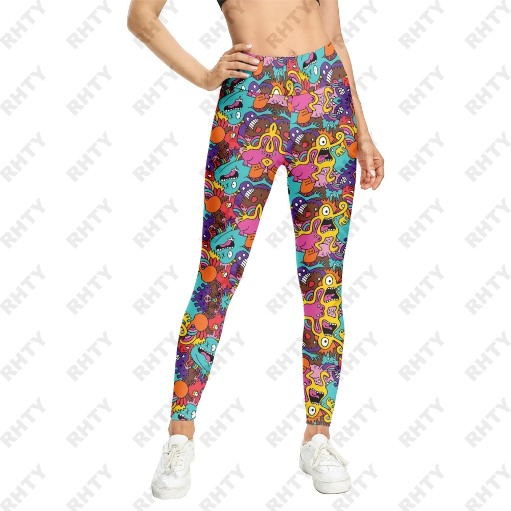 Cartoon Colorful Doodles 3D Print Women Yoga Girl Stretch GYM Slim High Waist Legging Summer Sports Wholesale Custom Diy Xxs-6xl