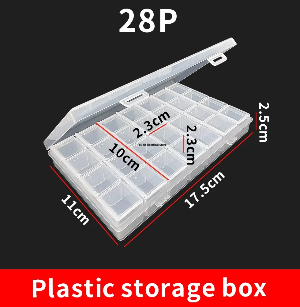 28 Grids Compartment Transparent Medicine Box Jewellery Packing Plastic Removable Box Nail Art Tool Storage Case