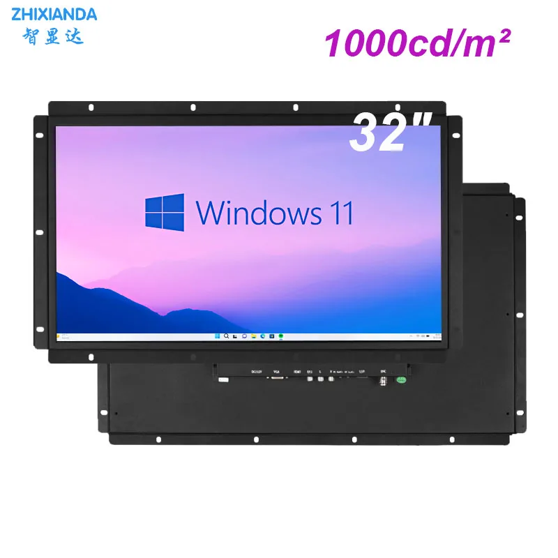 ZHIXIANDA 32 Inch Open Frame Industrial Touch Screen Monitor LCD Display HDMI/VGA with1000NITS Sunshine Readable