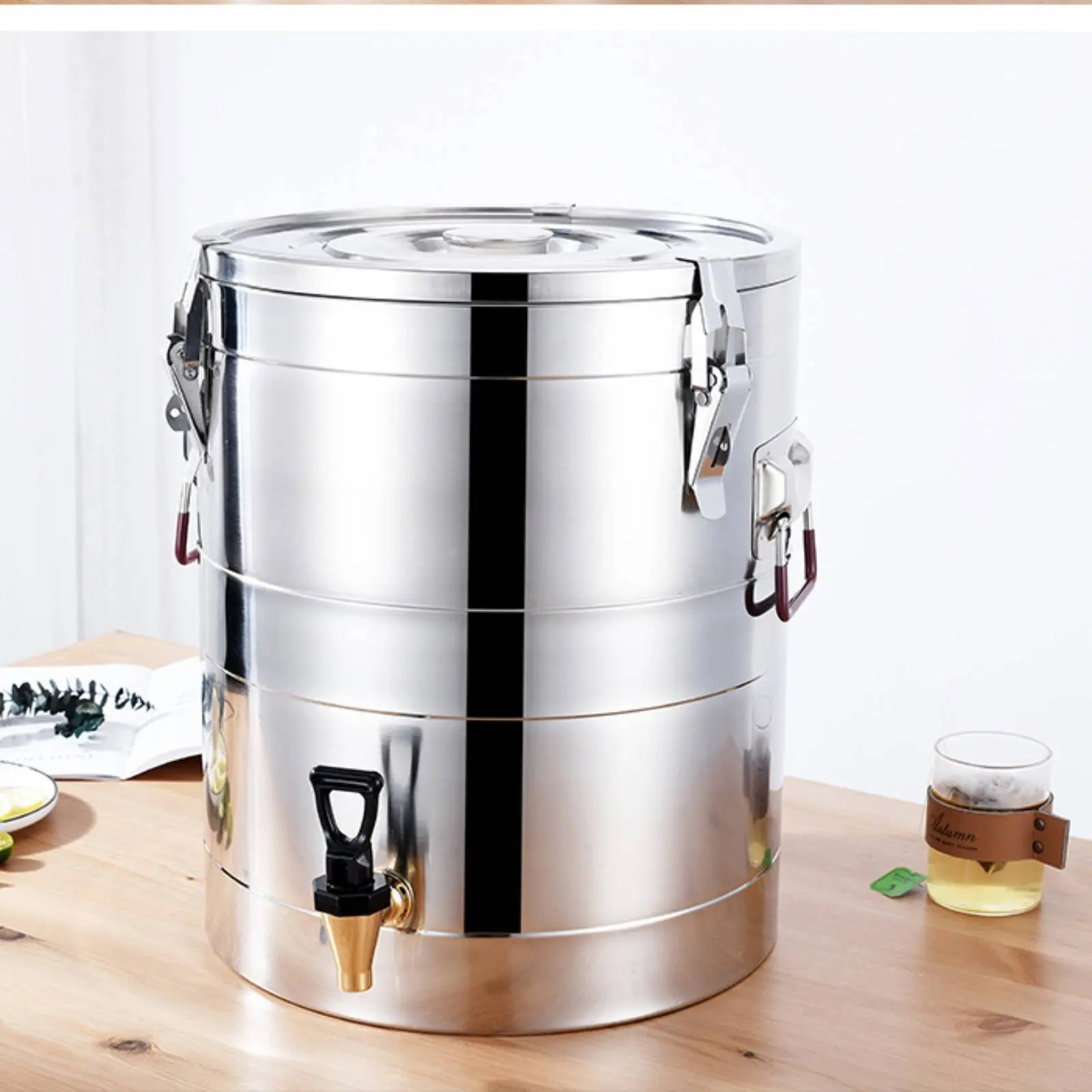 ステンレス鋼製断熱容器-漏れ防止蓋-断熱飲料ディスペンサー-プロ仕様飲料ディスペンサー-漏れ防止