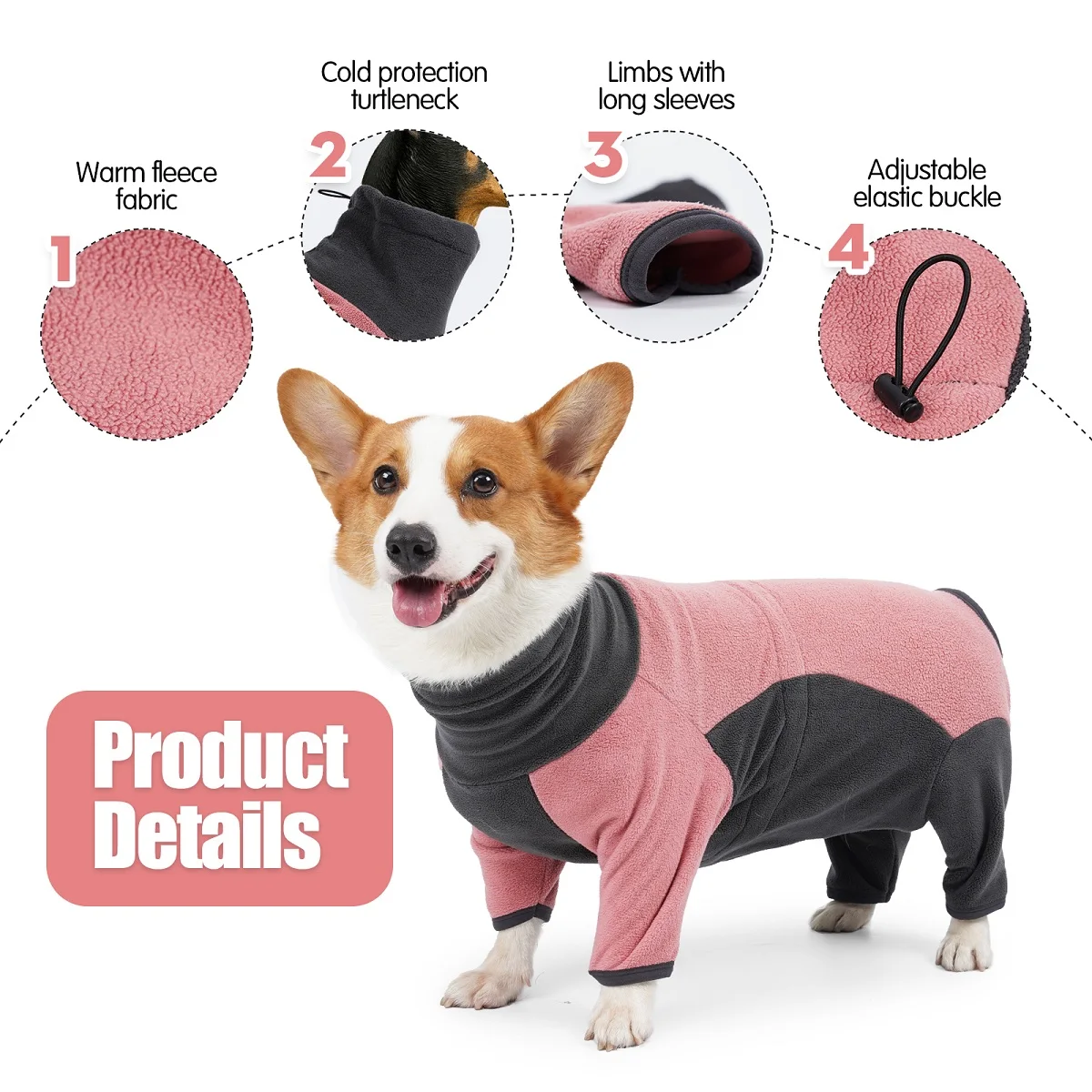 Winter Warm Dog Pajamas Clothes For Small Medium Large Dogs Jumpsuit Fleece Pet Overalls Labrador Bulldog Four-legged Sweatshirt