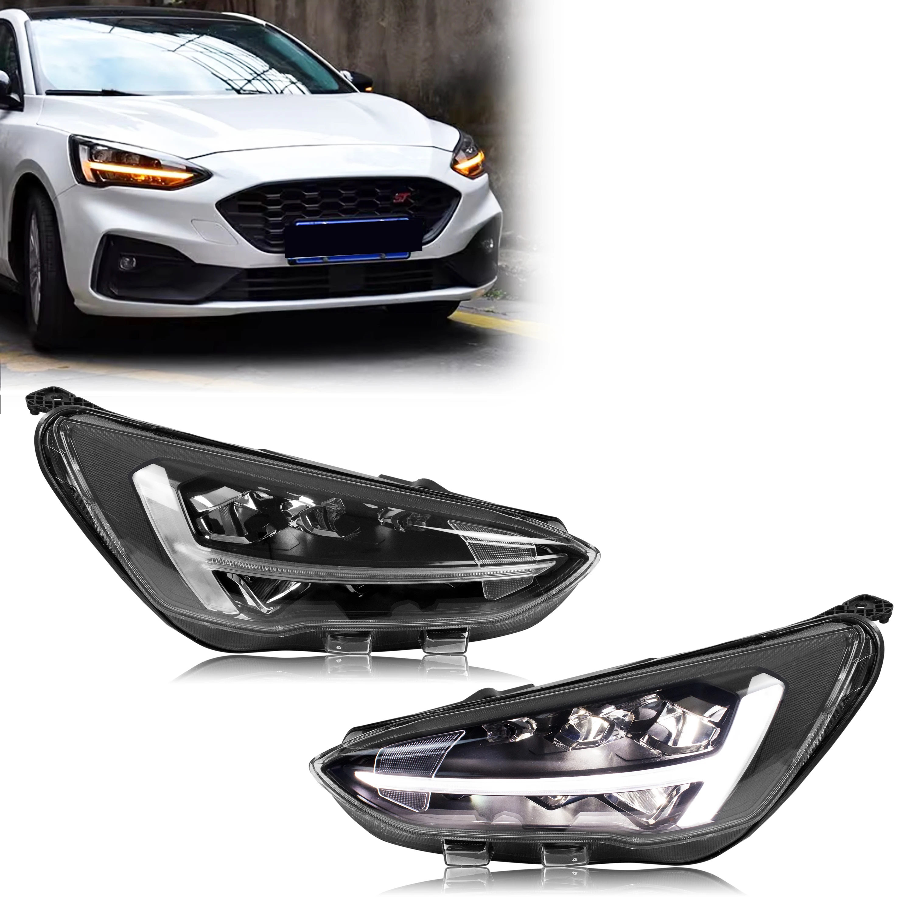 LED-Scheinwerfer für Ford Focus MK4 IV 2019–2021, ST-Line, Titan, Trend, sequentielles Blinker-Paar, Frontlampen-Baugruppe
