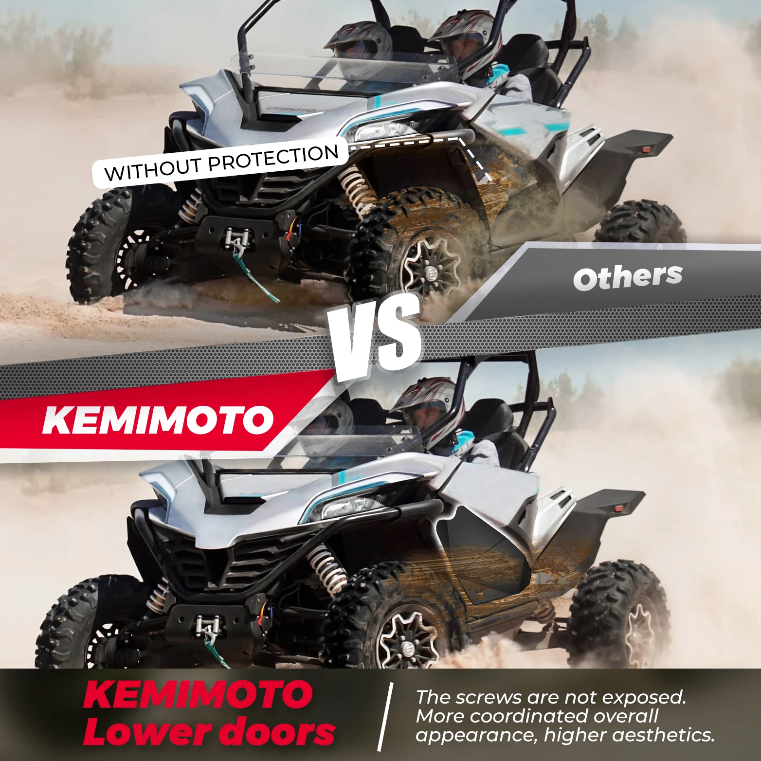 KEMIMOTO Aluminum Lower Half Doors Inserts Panels UTV Compatible with CFMOTO ZForce 950 HO SPORT EX 2020+ 5BY#-807000-1000