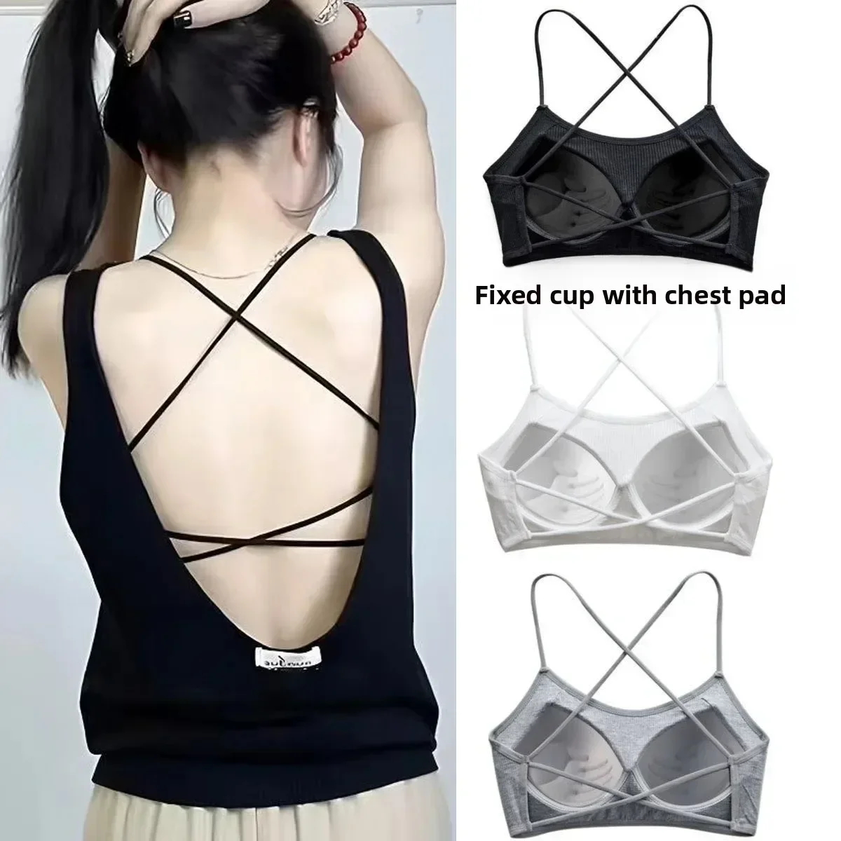 Summer Sexy Backless Bralette Women's Student Tube Top Vest Anti-Light Chest Wrap Trendy Underwear Cotton Made in China