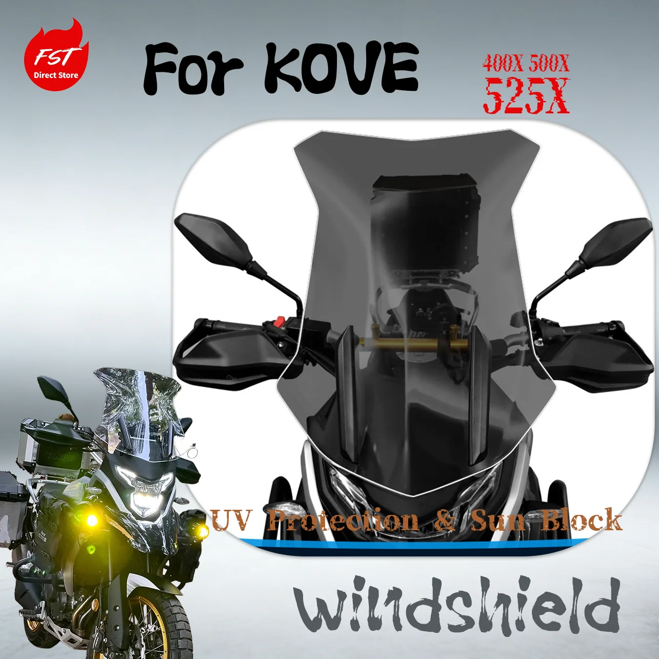 Extended Wind Deflector for KOVE 525X 500X 400X, Heavy-Duty Scratch-Resistant, No Block to Instrument