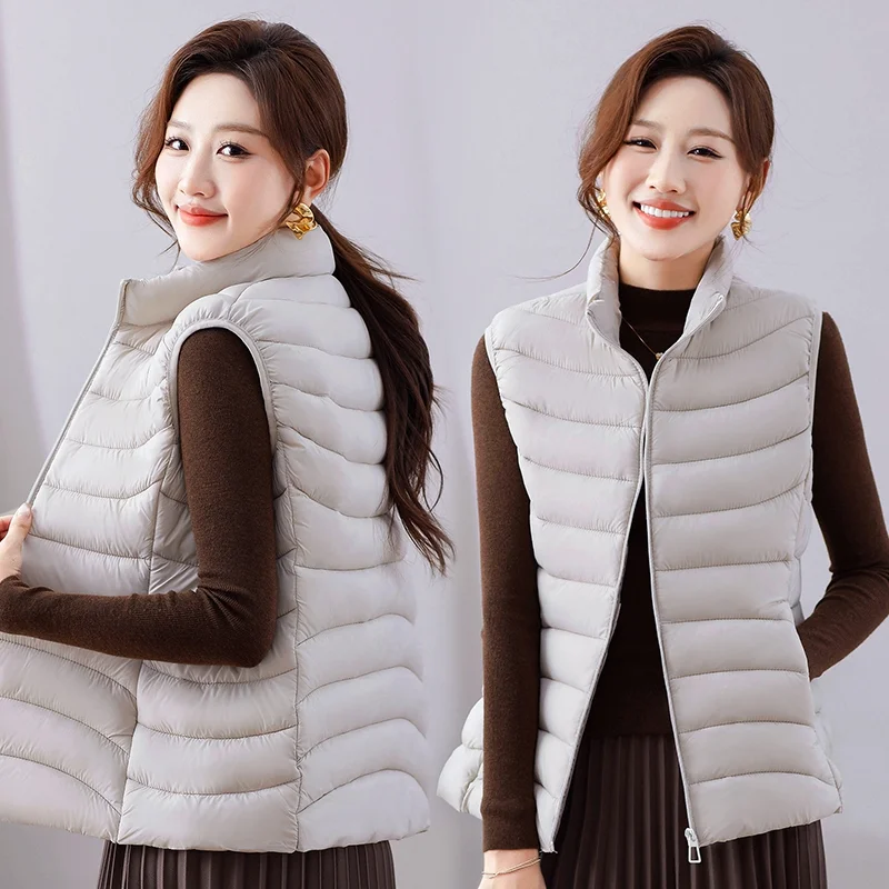 Cardigan a collo alto con tasca con cerniera tinta unita da donna, gilet casual, giacca alla moda