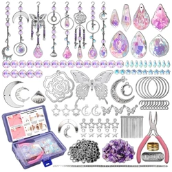 Pack of 200 Suncatchers Craft Set Sun Catchers Craft Set with Hooks Chain Crystal Pendant Sun Catchers for Garden Window