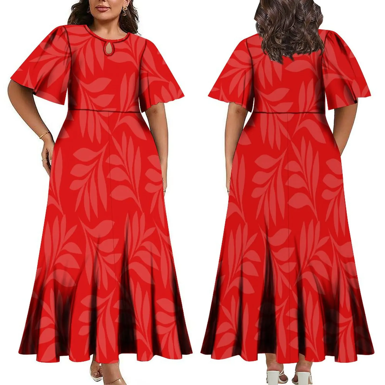 Hot Selling Women'S Custom Tapa Polynesian Tribe Design Samoan Dress Half Sleeve Ladies Loose Dress 