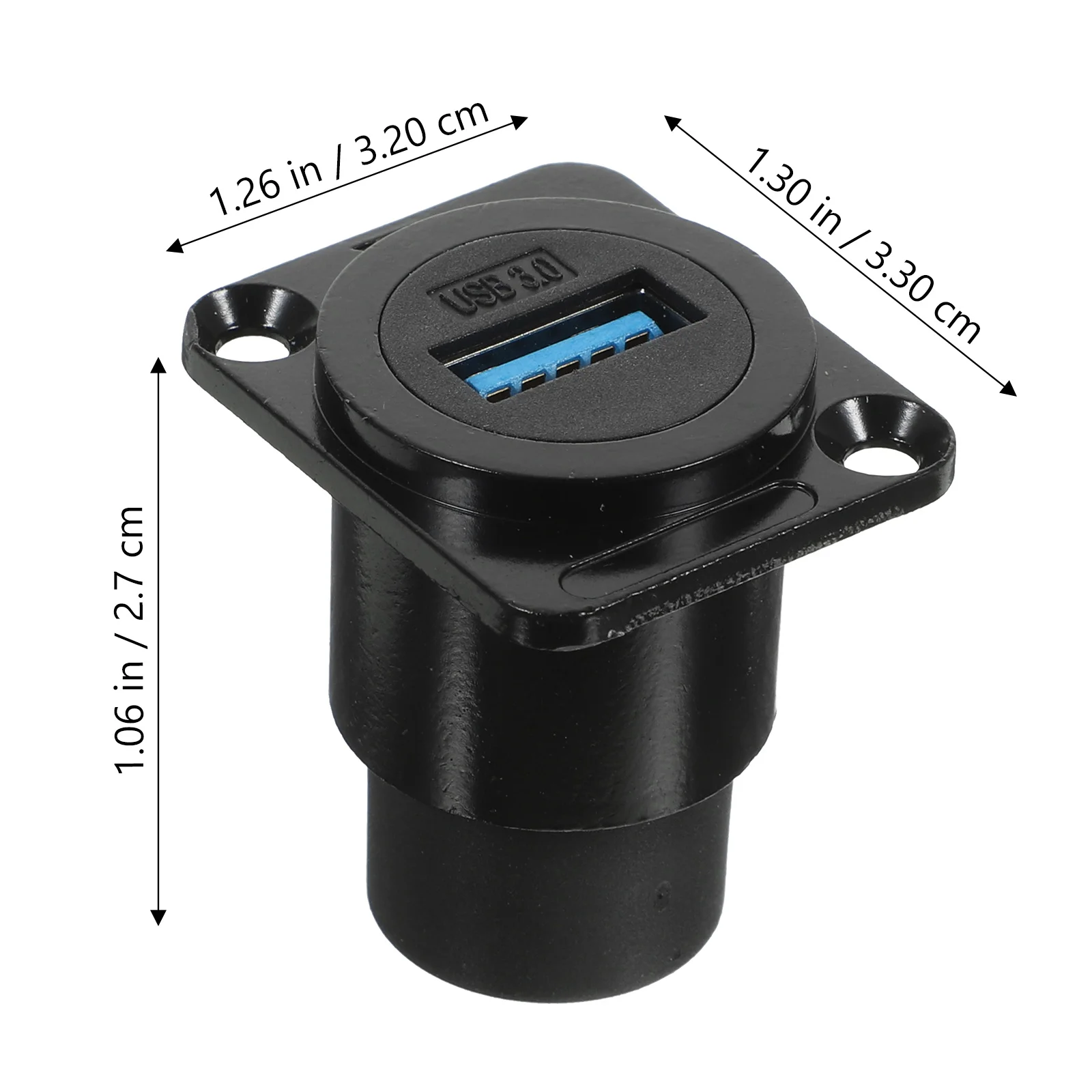 Adaptador de panel USB Conector montado Enchufe fijo Extensión de datos Doble boca PC negro para transferencia