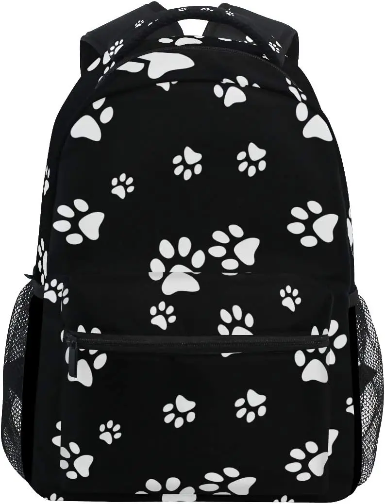 Backpack Animal Puppy Dog Paw Print Adults School Bag Casual College Bag Travel Zipper Bookbag Hiking Shoulder Daypack