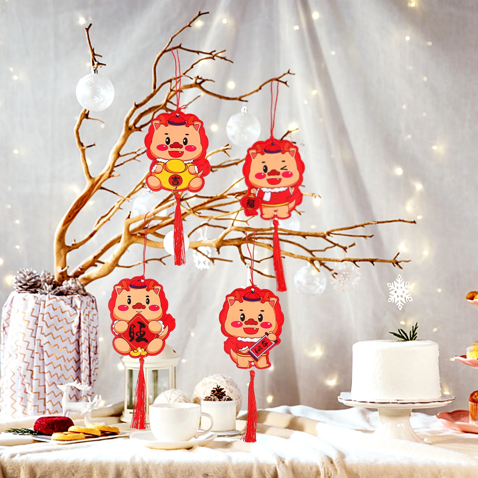 

6Pcs New Year Hanging Decor Chinese Style Pendant Festival Supplies Wall Ornament for Home Office Mall Decorative Use