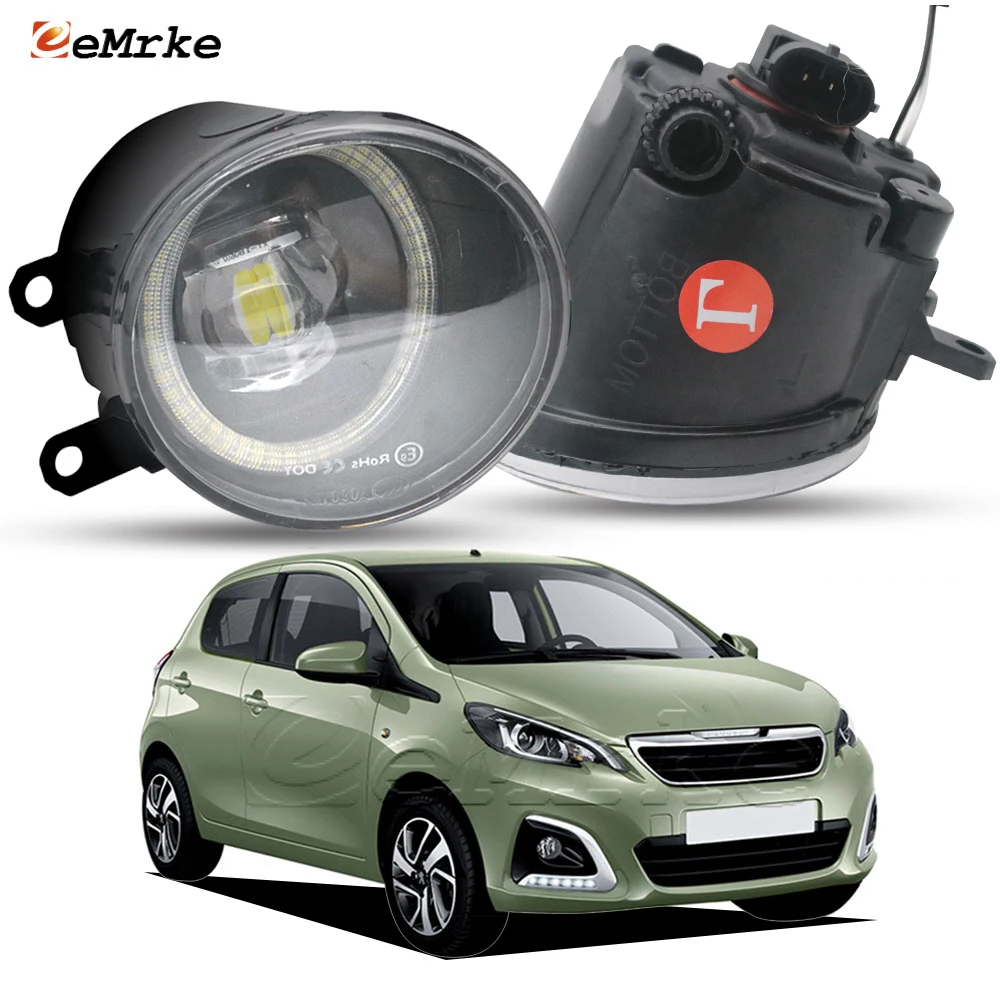 LED Fog Lamp PTF Lens for Peugeot 108 2014 2015 2016 2017 '18 '19 '20 2021 Upgrade Angel Eye DRL Ring Width Indicator Day Light