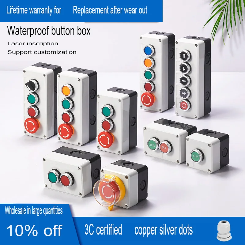 1PCS XB2 Metal Button Switch Control Box Arrow Emergency Start Stop Industrial Identification Symbol Self Reset Circular
