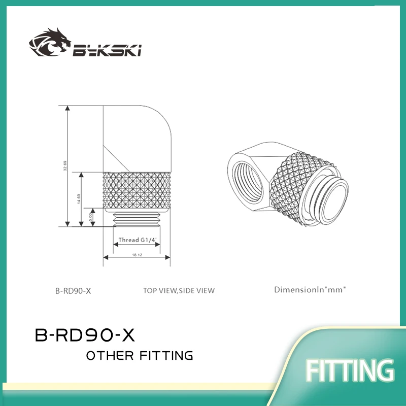 

BYKSKI B-RD90-X G1/4 ''90-градусный поворотный компрессионный фитинг/латунные аксессуары адаптеры водяного охлаждения медный металлический разъем