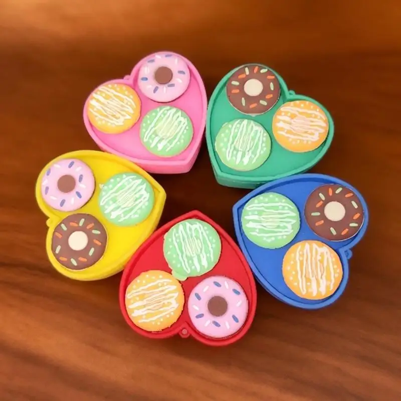 Cute Heart-shaped Tray Donut Design Toy Soft Decompress And Squeeze For Adults And Children