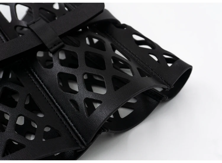Openwork Mesh Bodice-Style Waist Seal, Leather Women's Fashion Three-Dimensional Curved Shape, Wide Belt Decoration Wais