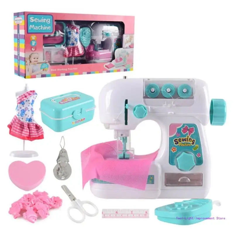 C63E Kids Sewing Machine Toy Mini Sewing Machine for Kids Girls Pretended Play Learn