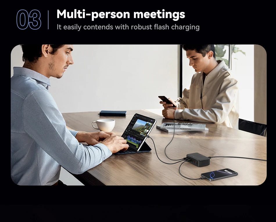 Rocoren USB-Ladegerät 100 W GaN-Ladegerät 6-Ports Desktop-Schnellladung Typ-C-Ladegerät Tragbares Kraftwerk für iPhone Xiaomi POCO – Detail 7