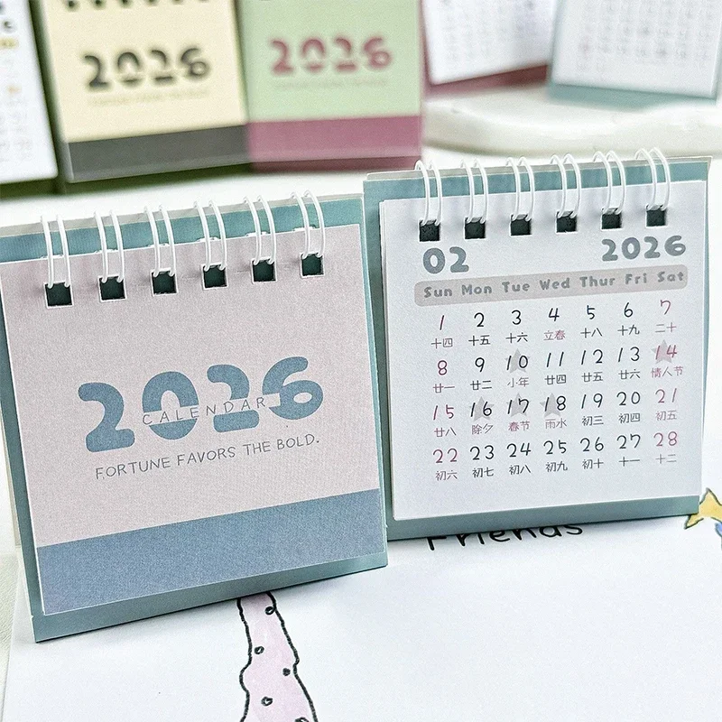 Mini calendário simples pequeno calendário de mesa bobina criativa calendário planejador decoração de mesa papelaria de escritório