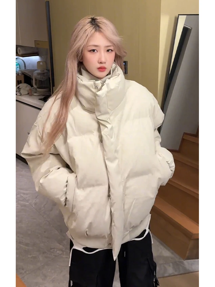 Cleanfit Thiened ort PU-Leder Baumwolle Jaet Stehkragen Warme Winteroberbekleidung für Herren Brot Sle Casual Faion