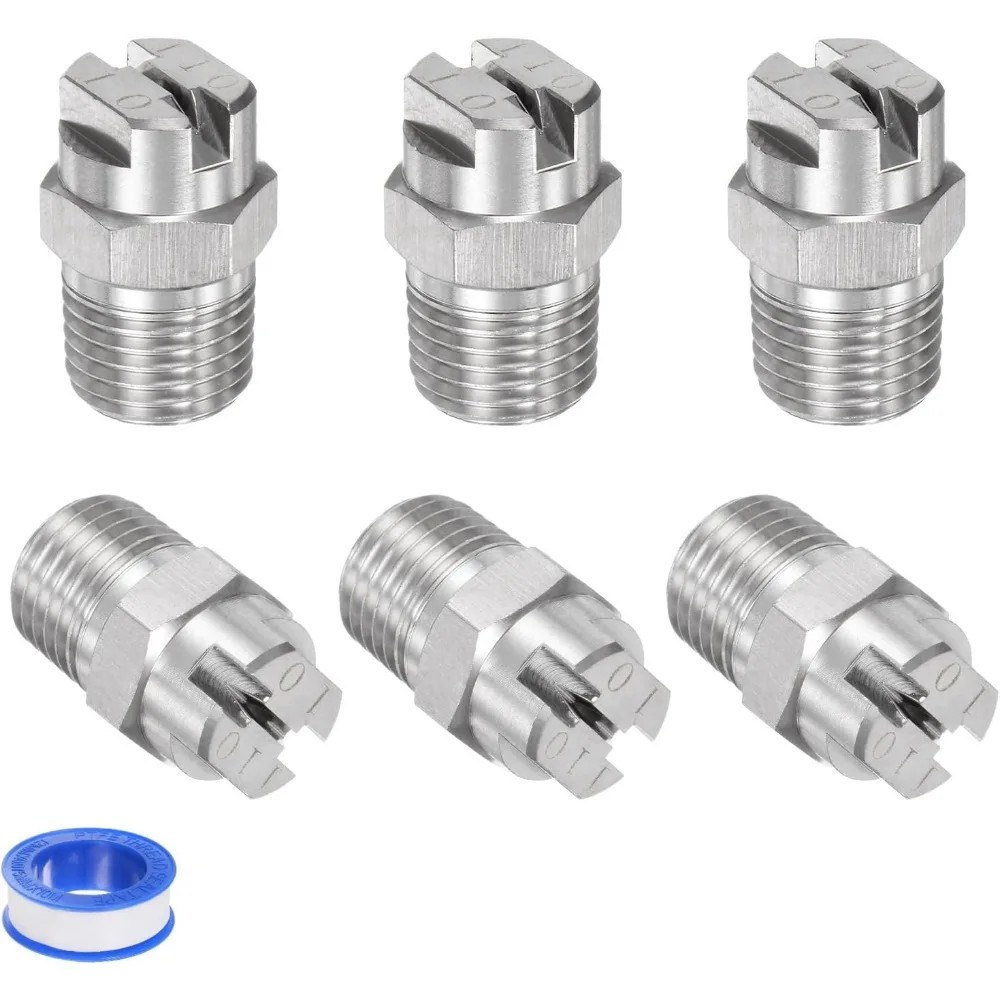 

6-Pack Flat Fan Spray Tip, 110 Degree 1/4BSPT Male Stainless Steel Pressure Washer Nozzles Cleaner Nozzle Replacement W Sealing