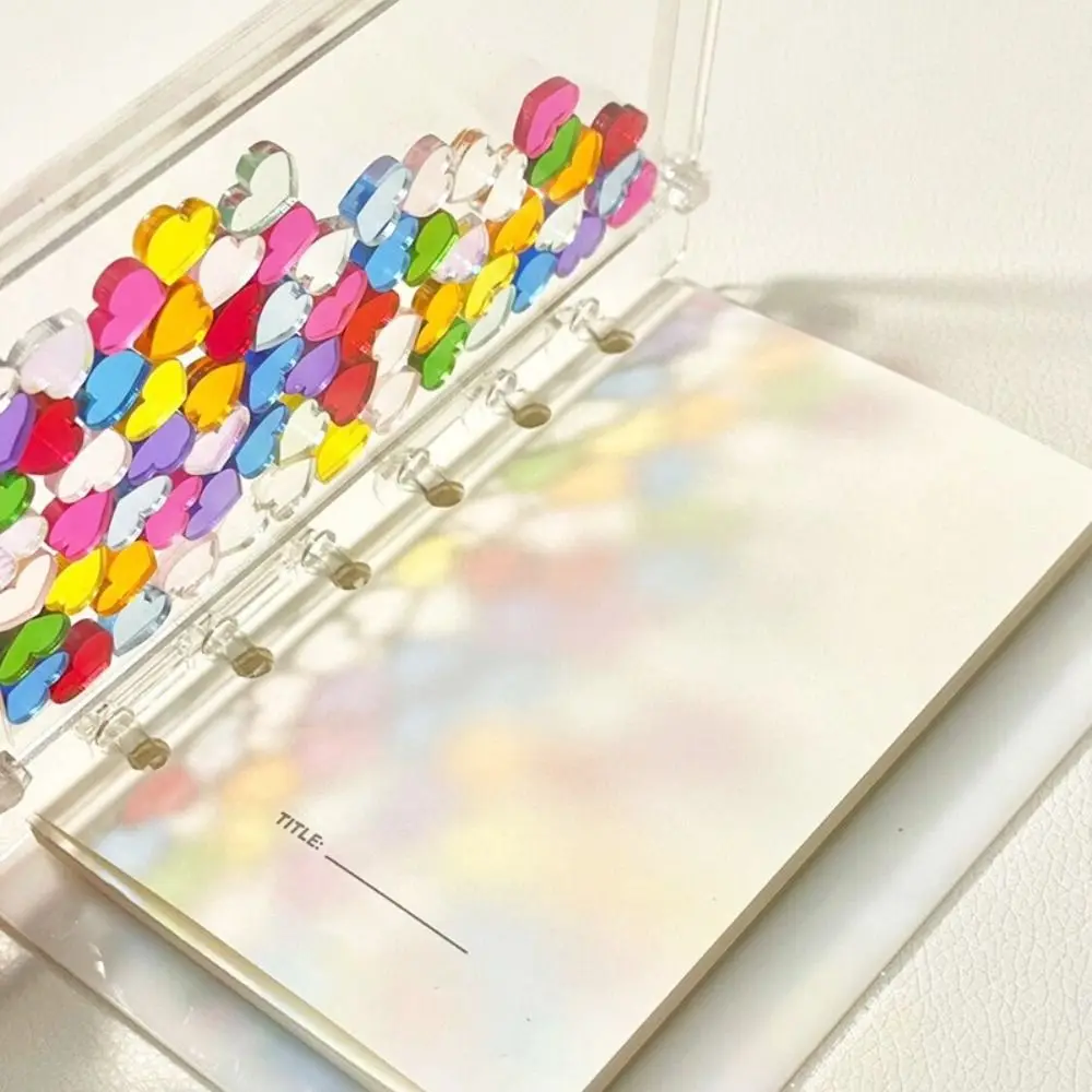 Color Transparent Cover Binder Notebook Fashion Flowing Flower/Heart A5/A7 Loose Leaf Book Acrylic DIY Memo Note School Office