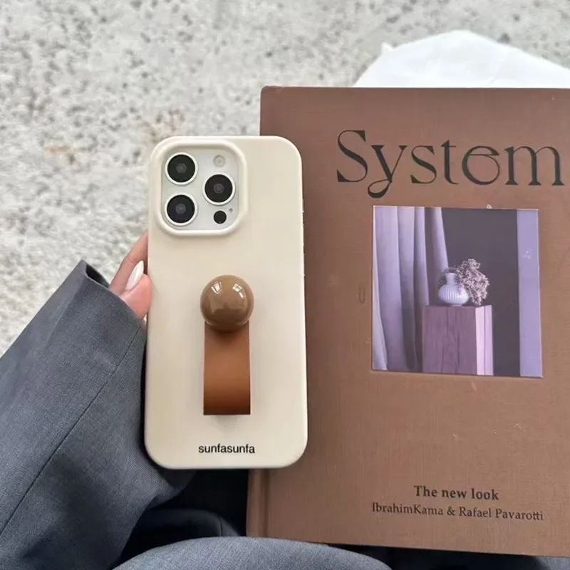 

Retro Design Cute Lychee Pattern 3D Leather Buckle Ring Phone Case For IPhone 16 Pro Max 14 13 15 Pro Shockproof Soft Back Cover