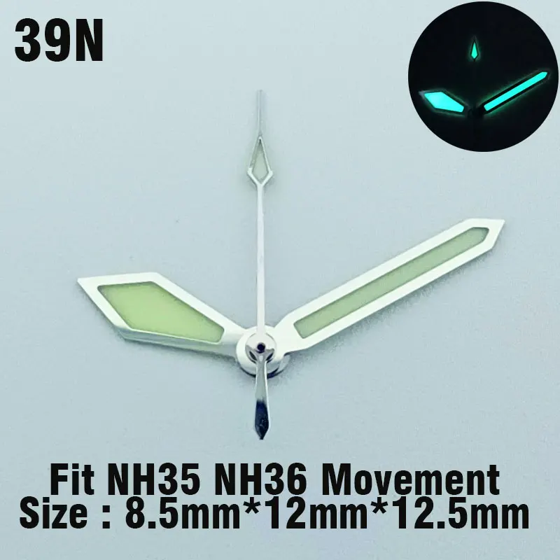9mm*13mm*13.5mm Green blue Yellow luminous watch hands for NH series 35 36 automatic mechanical movement watch parts