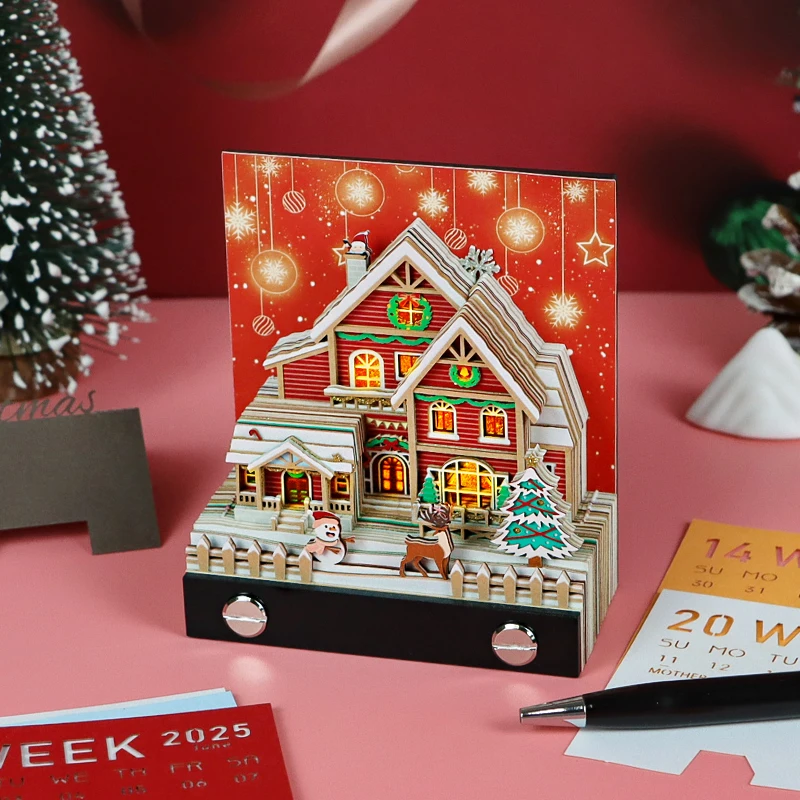 

Christmas Gift Items New Arrival Paper Cut Art Crafts 3D Memo Pad 2025 Calendar Sheets Novelty Gift Block Note Pad