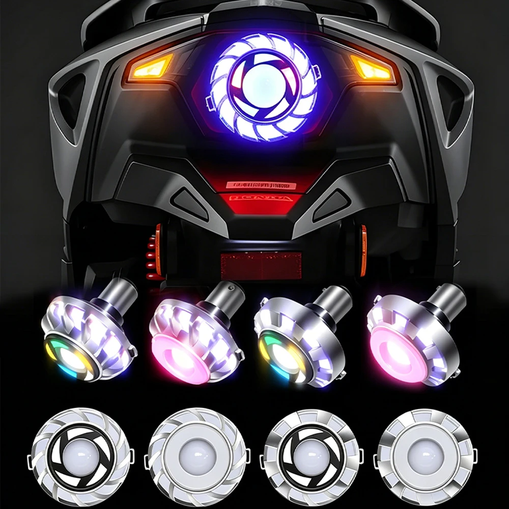1PCS Motorcycle Warning Lamp Angel Eye Tail Brake Rear Lights LED Motorbike Brake Lamp Flash Strobe Accessories Universal P21/5W