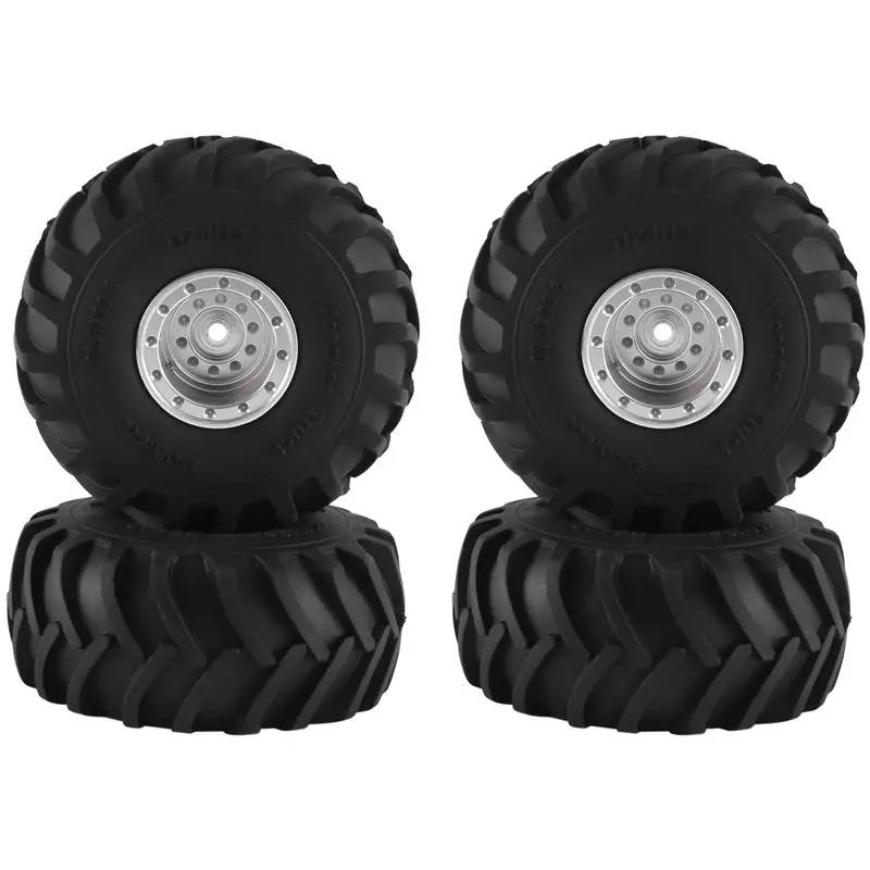 

A71Z 4Pcs 68X32mm Big 1.0 Metal Wheel Rim Rubber Tire Tyre For 1/24 RC Crawler Car Axial SCX24 AX24 FMS FCX24 Upgrade Parts