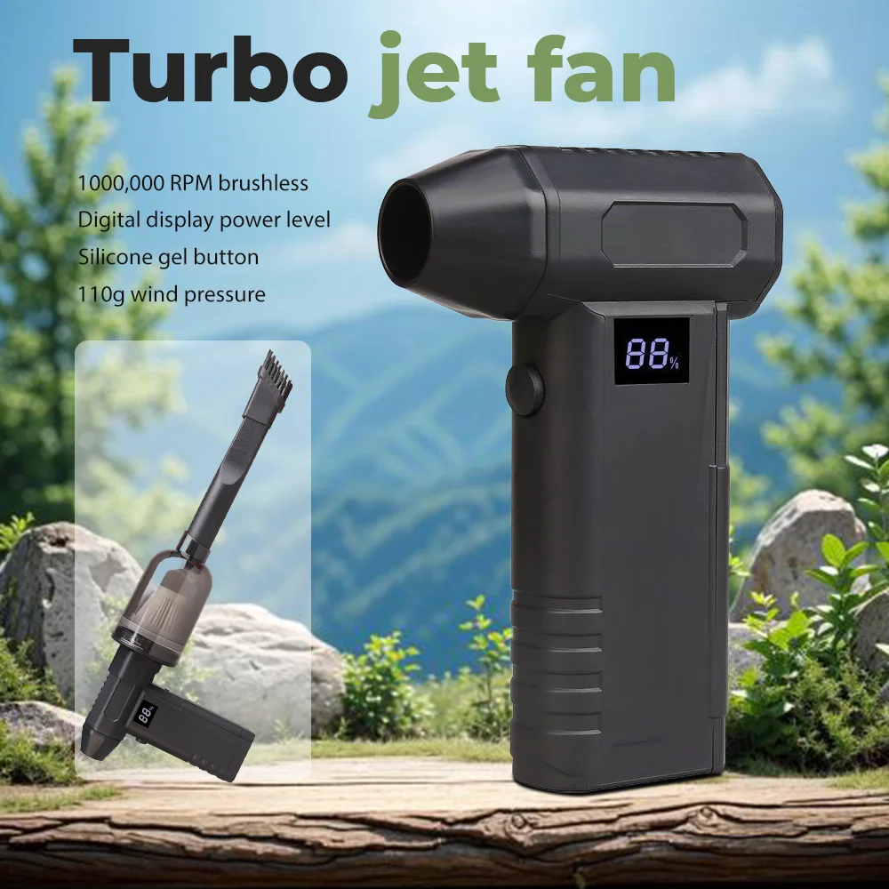 1000000 RPM turbofan, brushless motor, powerful. Turbo jet fan
