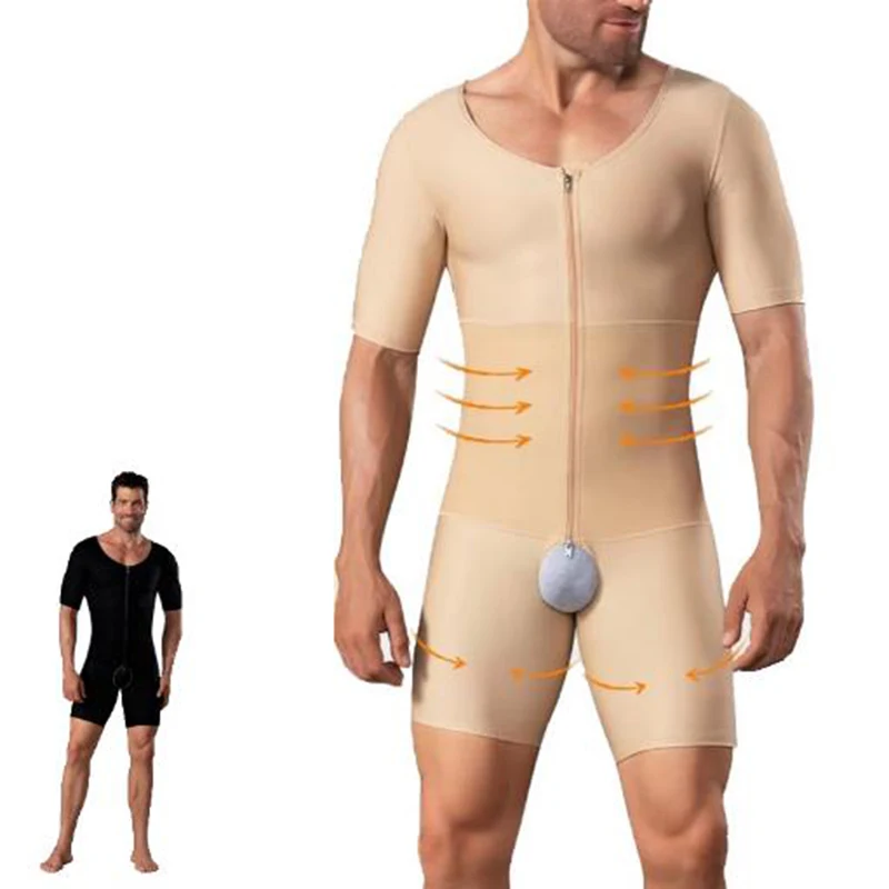 

Prayger осенние формирователи мужские компрессионные корсеты медицинского уровня для похудения живота боди с короткими рукавами на молнии нижнее белье